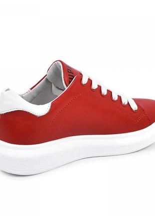 Кожаные красные кроссовки догги 1106504 (р.32-39)3 фото