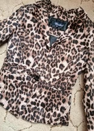 Пиджак жакет леопардовый катон короткий приталенный8 фото