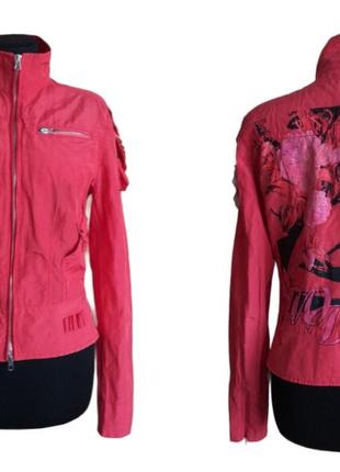 Exte italy 44 s куртка рожева на блискавці, з малюнком на спині