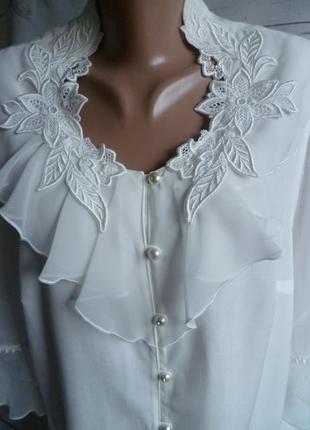 Красива біла блуза з шифоновими рукавами німеччина vogelsang
