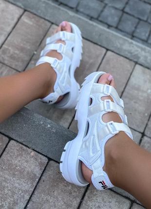 Sandals fila white slippers белые босоножки/сандали фила5 фото