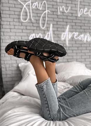 Stilli slippers black рефлективные босоножки/сандали чёрные на платформе светящиеся6 фото