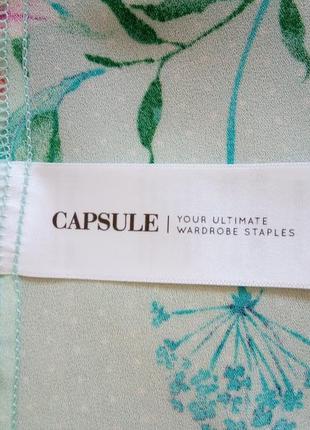 Бирюзовая блуза в цветы, с коротким рукавом, батал, от capsule, р. 24/6xl7 фото