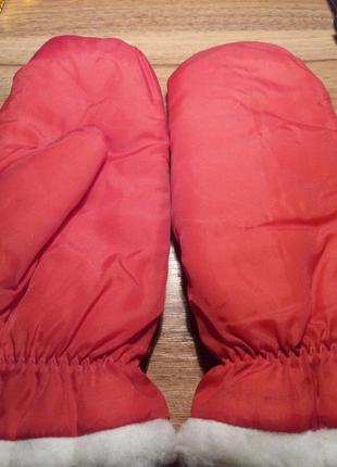 Новогодняя цена! распродажа рукавички- варежки из плащевки, водонепроницаемы на шерсти р.7