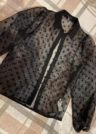 Чёрная блузка в горох new look5 фото