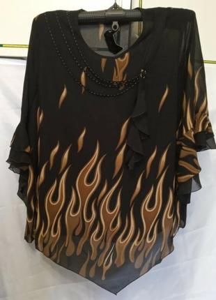 Женская красивая блузка жіноча блуза в пламя кофточка большого размера1 фото