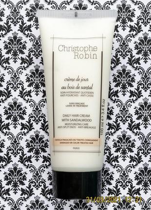 Зволожуючий крем для волосся christophe robin daily hair cream with sandalwood 100 мл1 фото