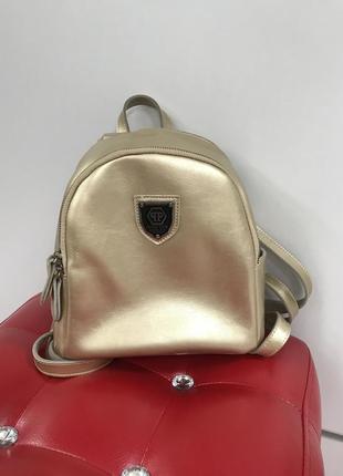 Кожаный рюкзак рюкзак золотой сумка на плечо кроссбоди 🔥1 фото