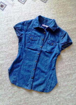 36р. джинсовая рубашка с коротким рукавом sfera1 фото