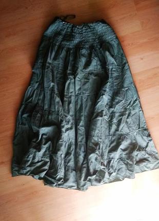 Многоярусная пышная юбка, бохо-шик, коттон, миди2 фото
