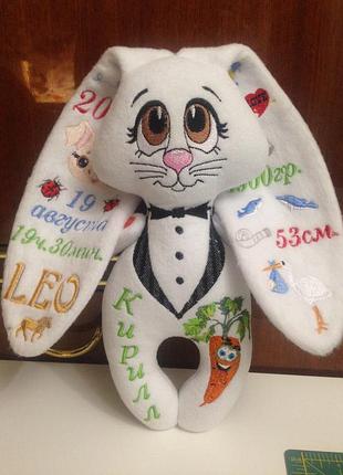 Мягкая игрушка-метрика , сувенир с вышивкой