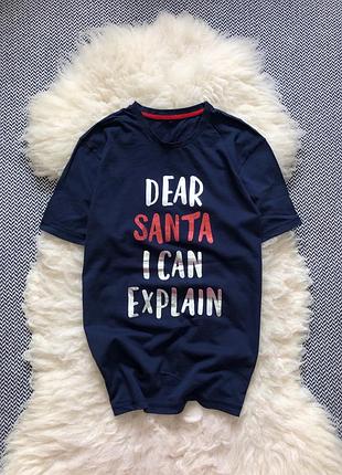 Домашняя пижамная футболка новогодняя хлопок принт рисунок