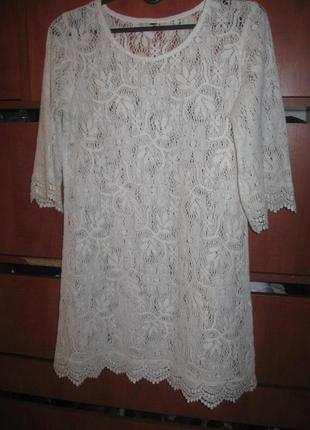 Платье boho кружевное молочное