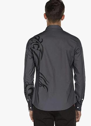 Стильная светло серая мужская рубашка с принтом coofandy