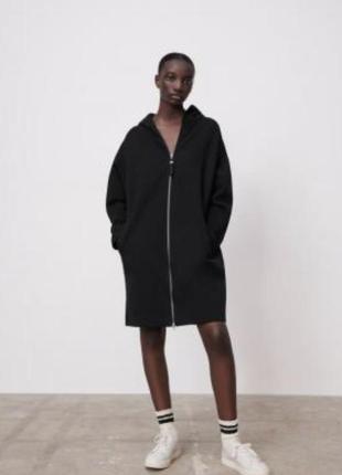 Zara оригінал зара кофта худі легке пальто чорне капюшоном чорне накидка3 фото