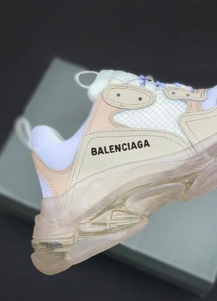 Кроссовки balenciaga triple s clear sole white beige4 фото