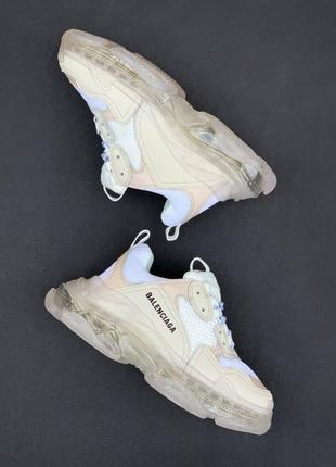 Кроссовки balenciaga triple s clear sole white beige2 фото