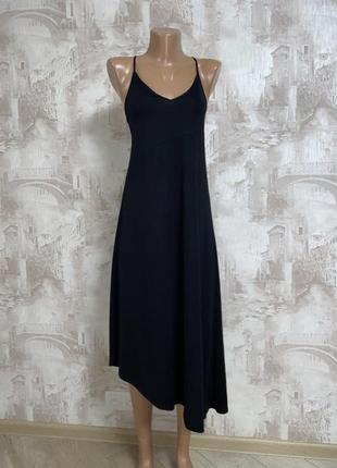 Чёрное ассиметричное миди платье,слип платье,платье комбинация(012)3 фото