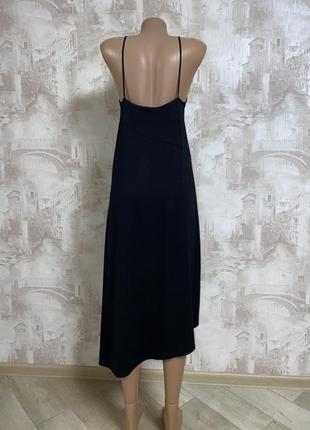 Чёрное ассиметричное миди платье,слип платье,платье комбинация(012)2 фото