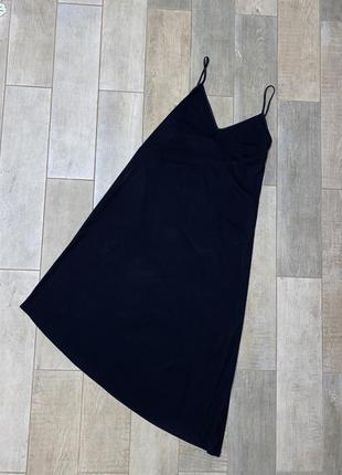 Чёрное ассиметричное миди платье,слип платье,платье комбинация