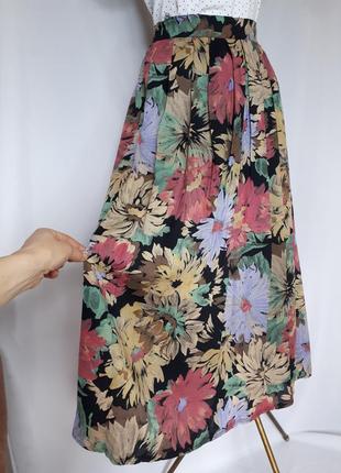Винтажная немецкая юбка миди в цветочный принт oberstoff (размер 40)2 фото