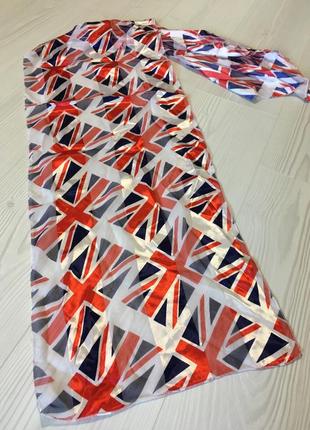 Яркий шифоновый шарф английский флаг англии длинный крутой британский5 фото