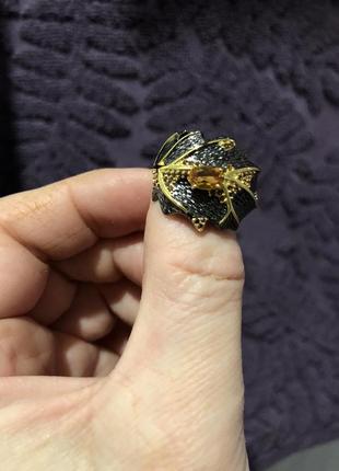 Серебряное кольцо 925 проба с натуральным дымчатым кварцем.5 фото