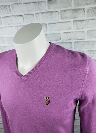 Мужской джемпер пуловер с v-образным вырезом, с налокотниками u.s. polo assn2 фото