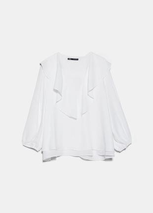 Блуза блузка топ с v-вырезом и воланами обьемными пышными рукавами от zara6 фото