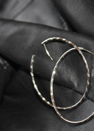 Мега хитовые рифленые кольца - серьги, родиевое покрытие, xuping3 фото