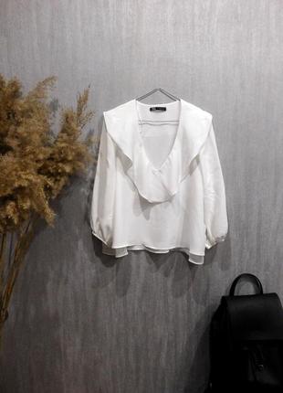 Блуза блузка топ с v-вырезом и воланами обьемными пышными рукавами от zara8 фото