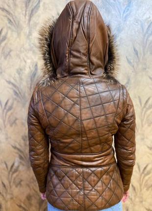 Кожаная куртка с натуральным мехом4 фото