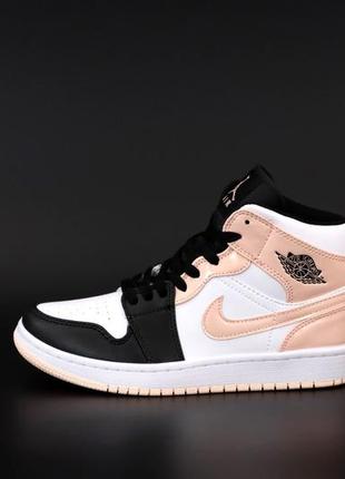 Кроссовки женские nike air jordan 1 retro черные/розовые (найк аир джордан, кросівки)