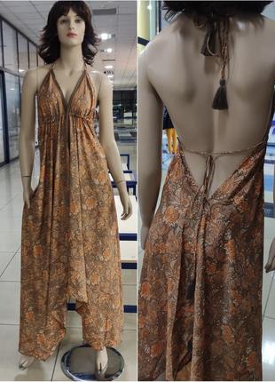 Платье пляжное макси с натурального шёлка indiano anastasea в наличии5 фото