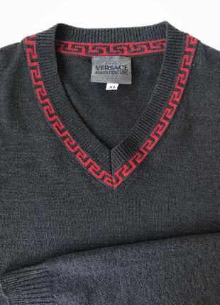 Шерстяной джемпер пуловер кофта versace jeans couture унисекс винтаж серый графит антрацит3 фото
