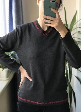 Шерстяной джемпер пуловер кофта versace jeans couture унисекс винтаж серый графит антрацит2 фото