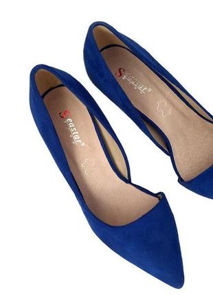 Туфли женские seaster c27 синие (весна-осень эко-замша)2 фото