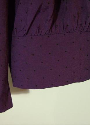 Винтажная, фиолетовая блуза на пуговицах, в горошек3 фото