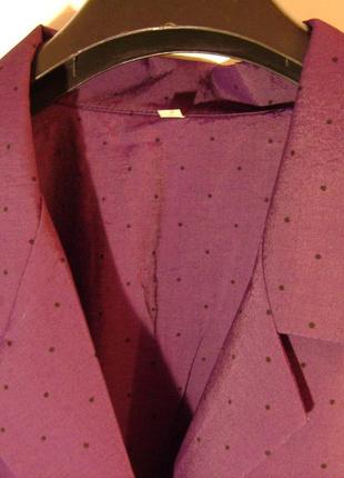 Винтажная, фиолетовая блуза на пуговицах, в горошек4 фото