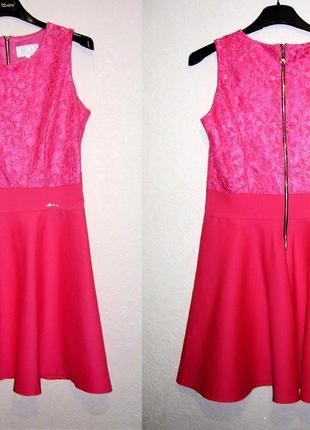 Красивое платье розовое кораловое нарядное мини без рукавов стрейч женское6 фото