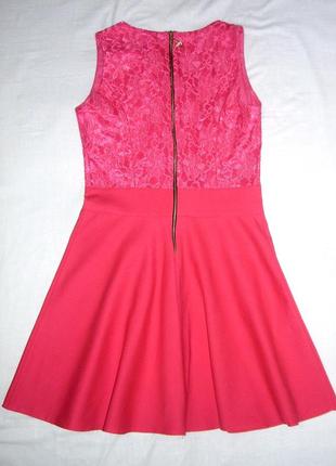 Красива сукня рожева коралова без рукавів комбіноване еластичне міні плаття трикотажне жіноче2 фото