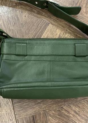 Сумка зеленого, темно-зеленого кольору, сумка шкіряна3 фото