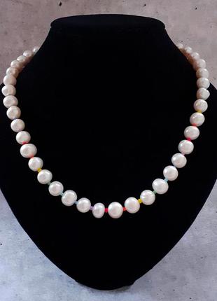 Жемчужное радужное ожерелье4 фото