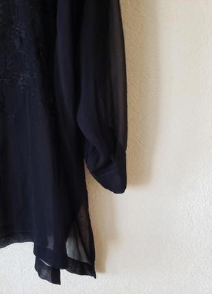 Удлиненная черная натуральная блуза с вышивкой miss selfridges4 фото