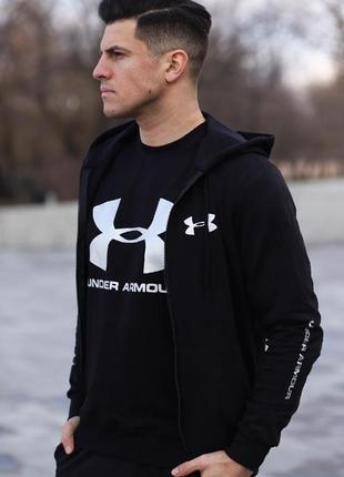 Чоловічий чорний спортивний костюм under armour, худі і штани костюм весна осінь чоловічий з кофтою5 фото