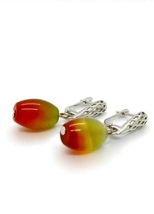 🔺🤩🍀 серьги натуральный камень бразильский агат английский замок