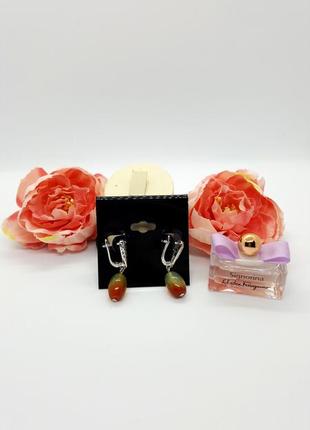 🔺🤩🍀 серьги натуральный камень бразильский агат английский замок