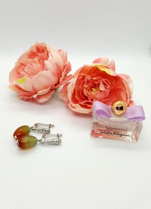 🔺🤩🍀 серьги натуральный камень бразильский агат английский замок