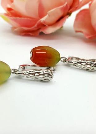 🔺🤩🍀 серьги натуральный камень бразильский агат английский замок
