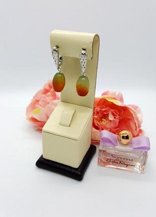 🔺🤩🍀 серьги натуральный камень бразильский агат английский замок